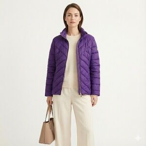 Talbots down puffer jacket womens purple quilted size X / XL